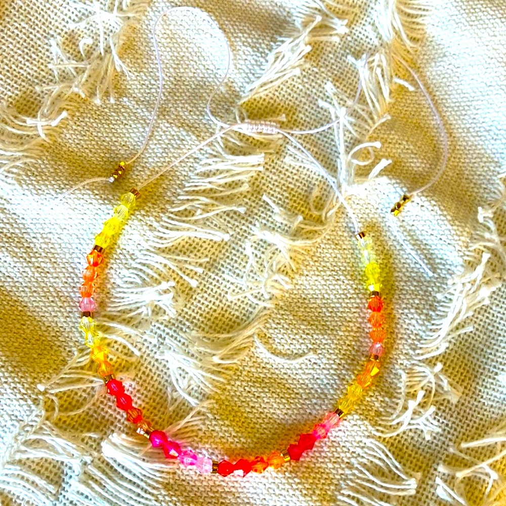 New So Cool Crystal Beaded Sunset Boho Necklace